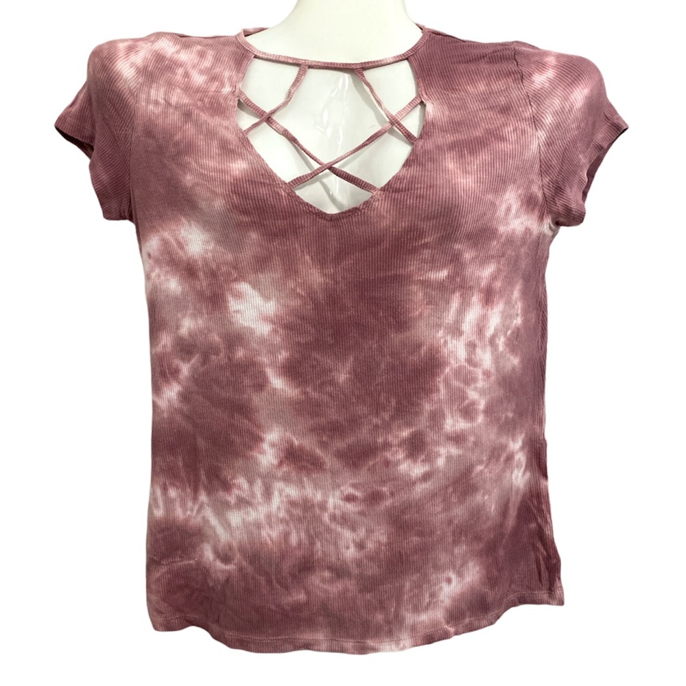 Aeropostale Soft & Sexy pink white ribbed tie dye shirt